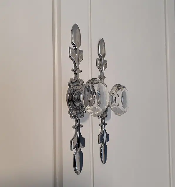 maner buton cristal diamant argintiu cu placuta 22