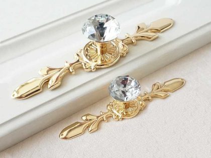 Placuta ornament maner buton cristal auriu