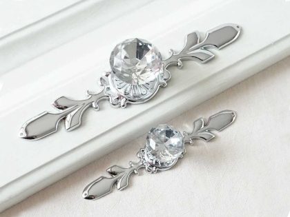 Placuta ornament maner buton cristal argintiu