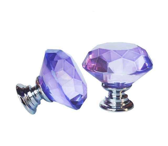 Maner buton mobila cristal diamant violet