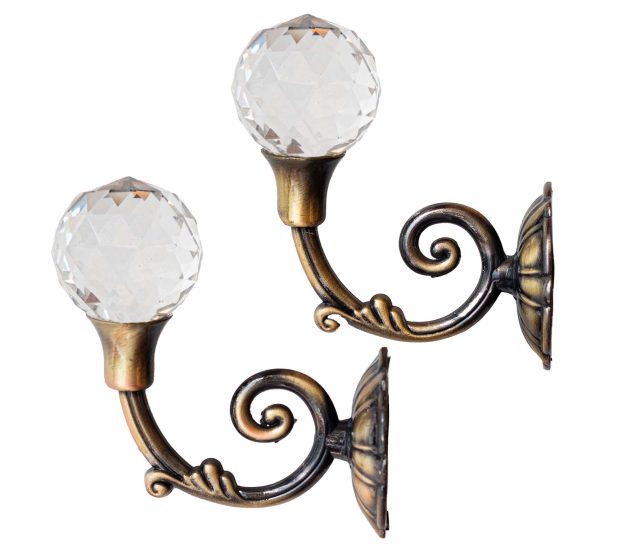Set carlige suport draperie bronze cu cristal