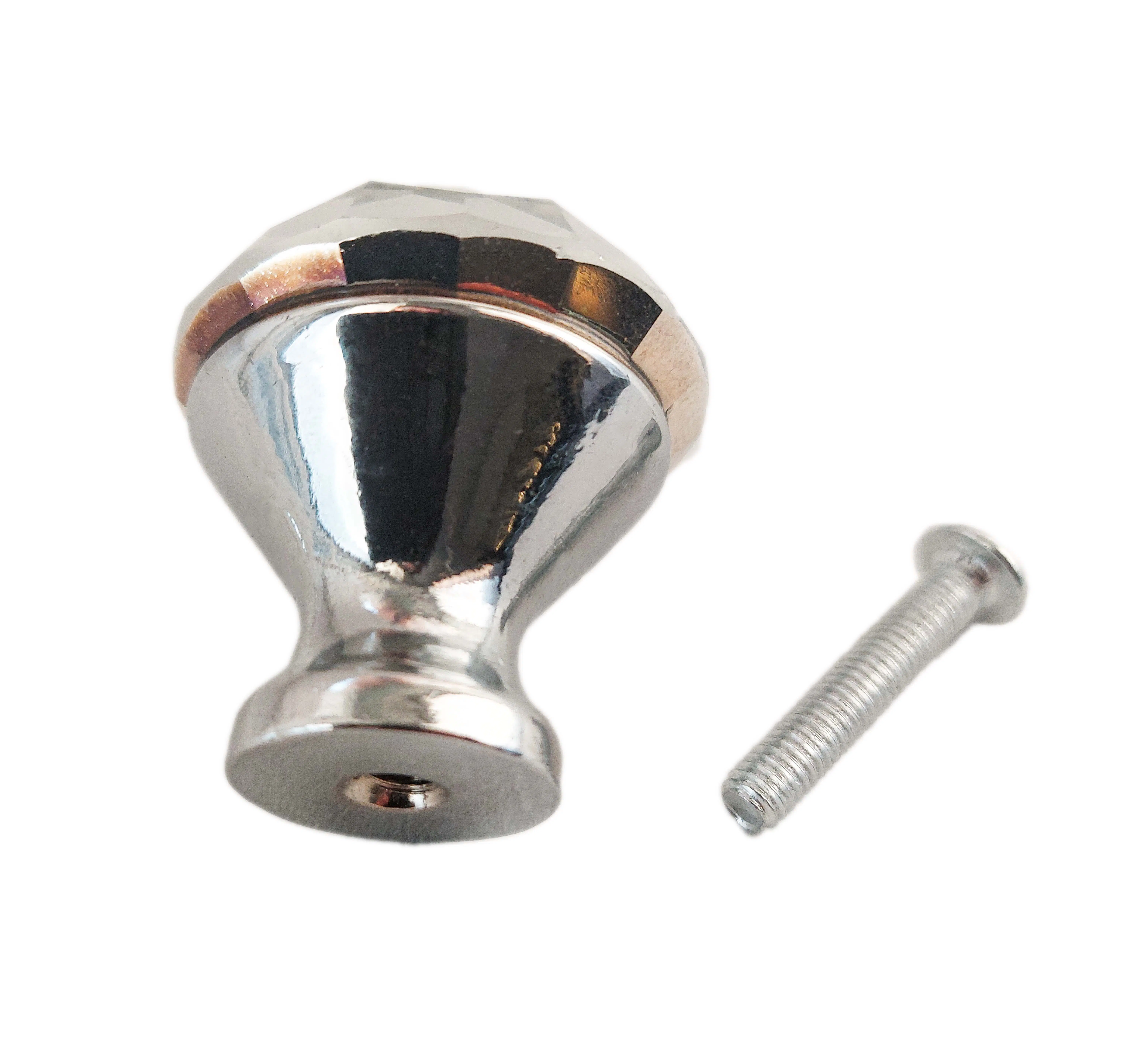 Maner buton mobila cromat cristal argintiu - imagine 2