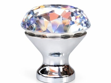 Maner buton mobila cromat cristal argintiu