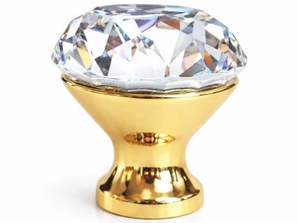 Maner buton mobila cromat cristal auriu