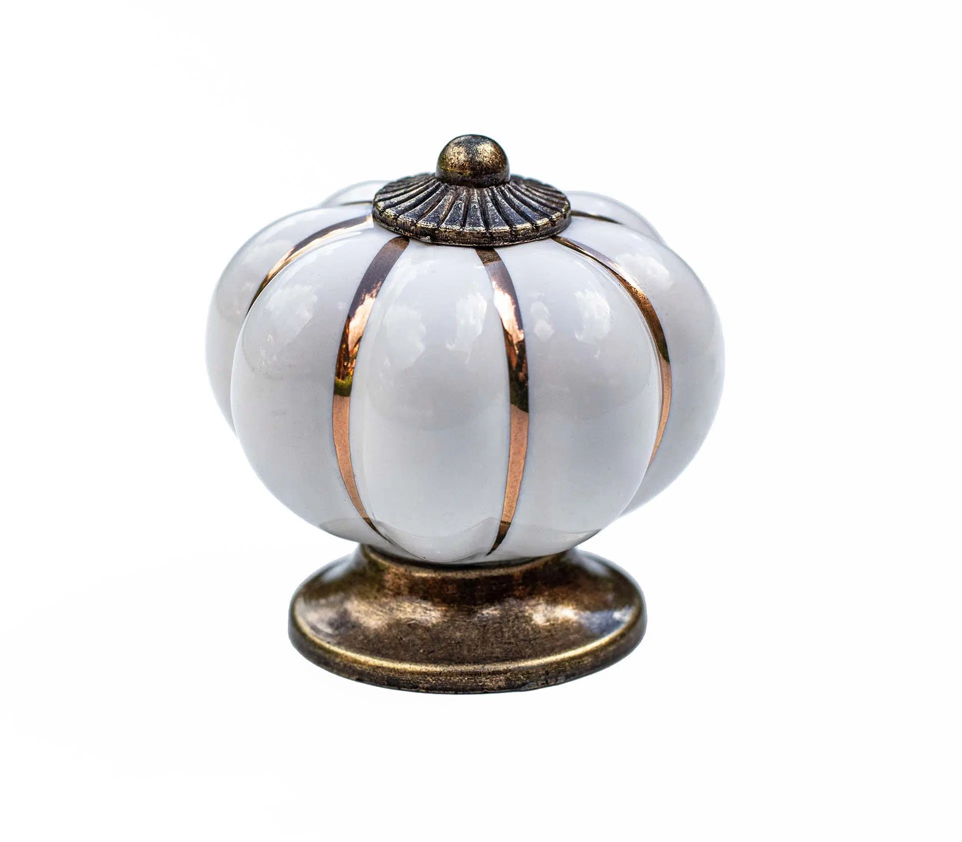 Maner buton mobila ceramica Pumpkin alb - imagine 2