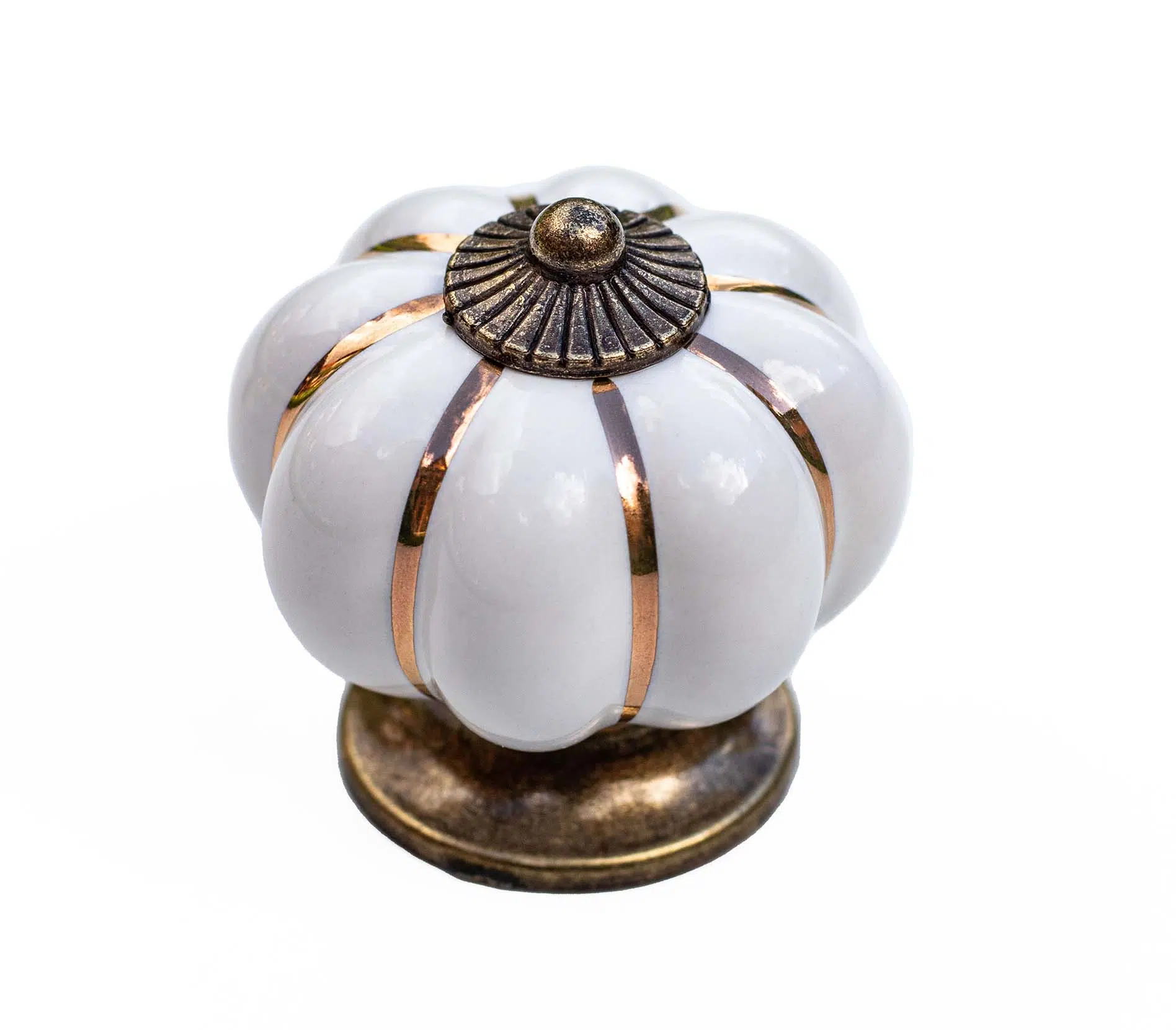 Maner buton mobila ceramica Pumpkin alb