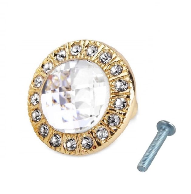 buton cristal diamant auriu cu pietricele4