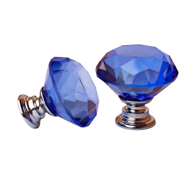 Maner buton mobila cristal diamant bleumarin
