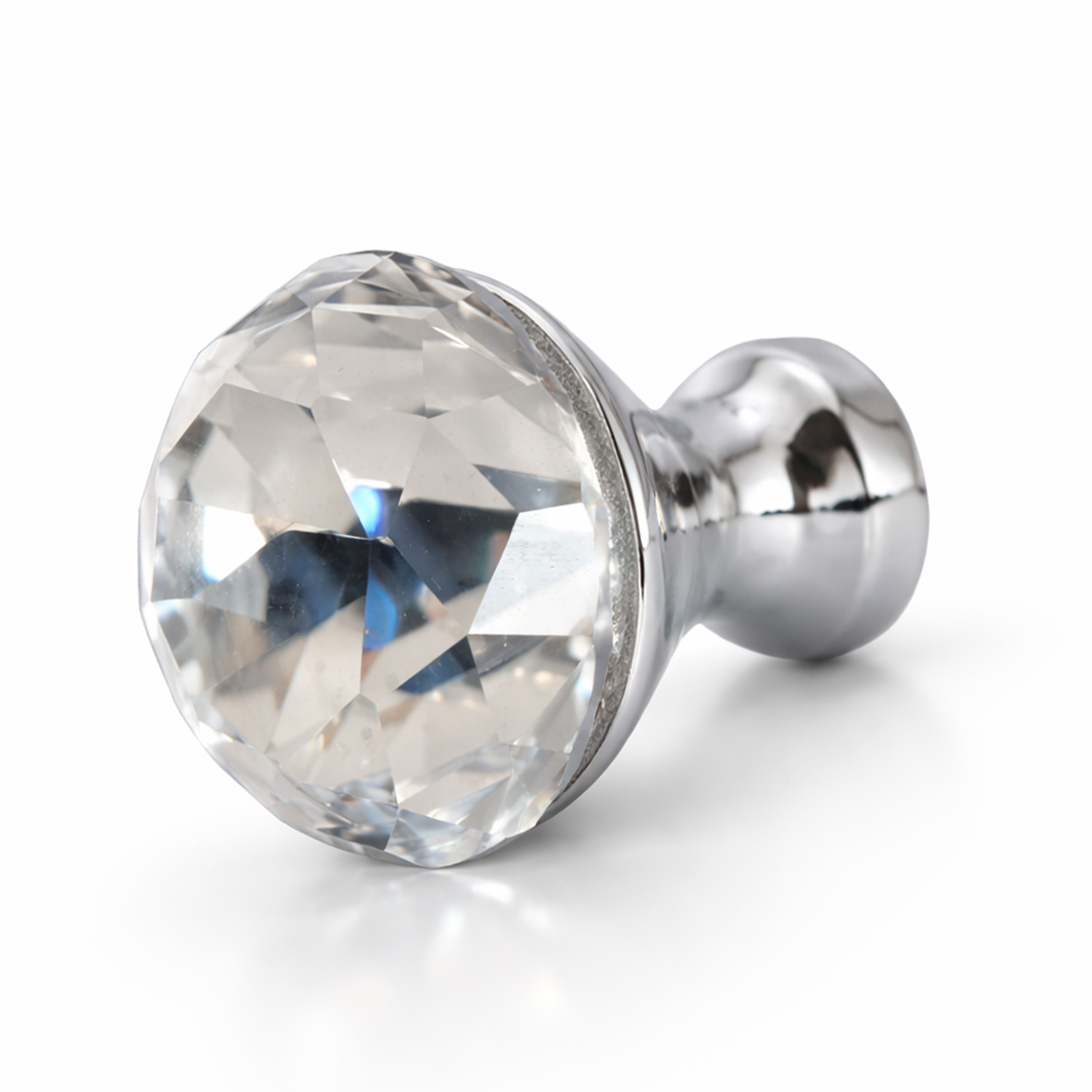 Set 10 manere butoni mobila cristal cromat argintiu - imagine 3